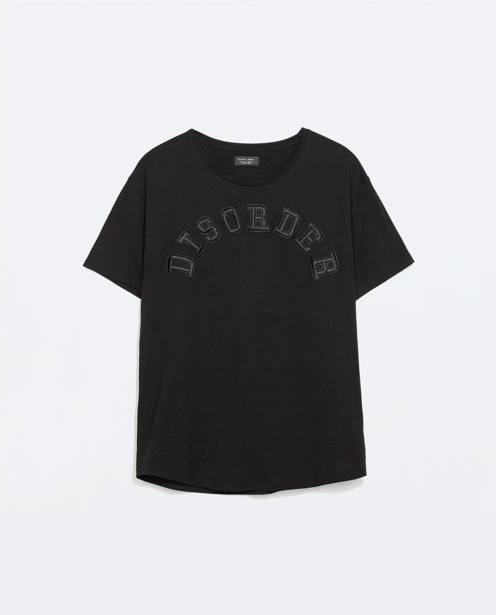 Zara T-Shirt With Embroidered Letters in Black for Men | Lyst