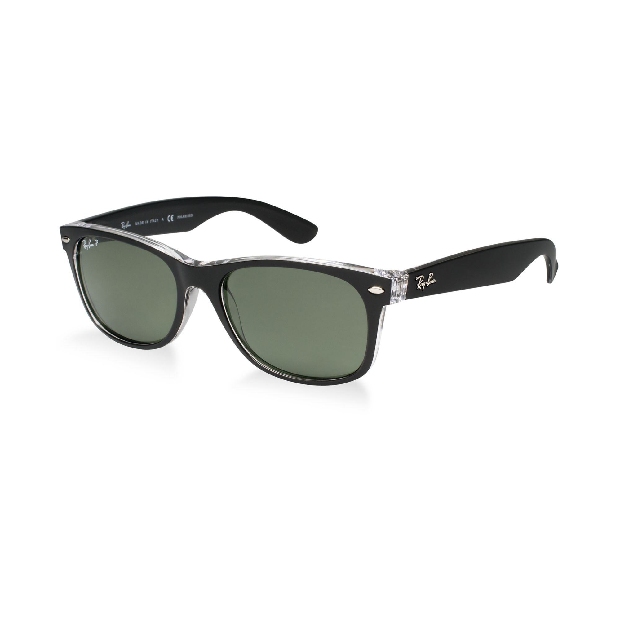 Ray-ban Rb2132 55 New Wayfarer in Black (BLACK CLEAR/GREEN POLAR) | Lyst