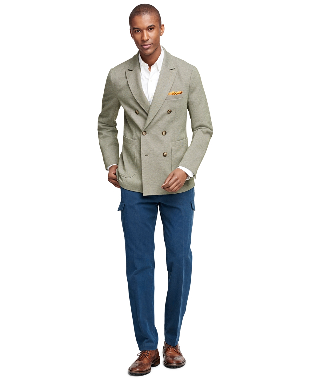 Brooks brothers Double-breasted Knit Blazer in Green | Lyst