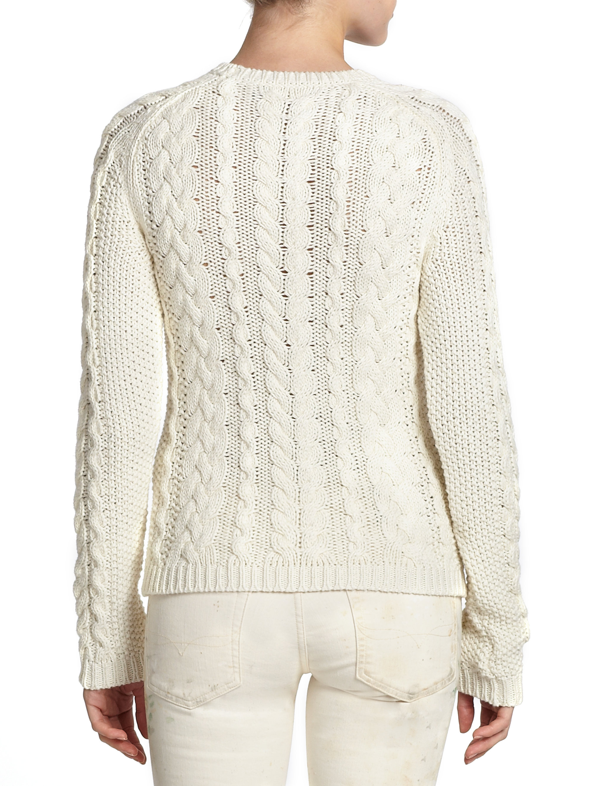 Polo ralph lauren Cotton Cable-Knit Sweater in Natural | Lyst