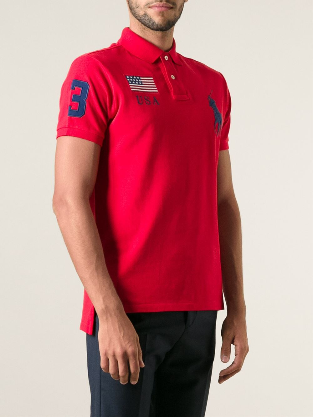 Polo Ralph Lauren Big Logo Embroidered Polo Shirt in Red for Men - Lyst