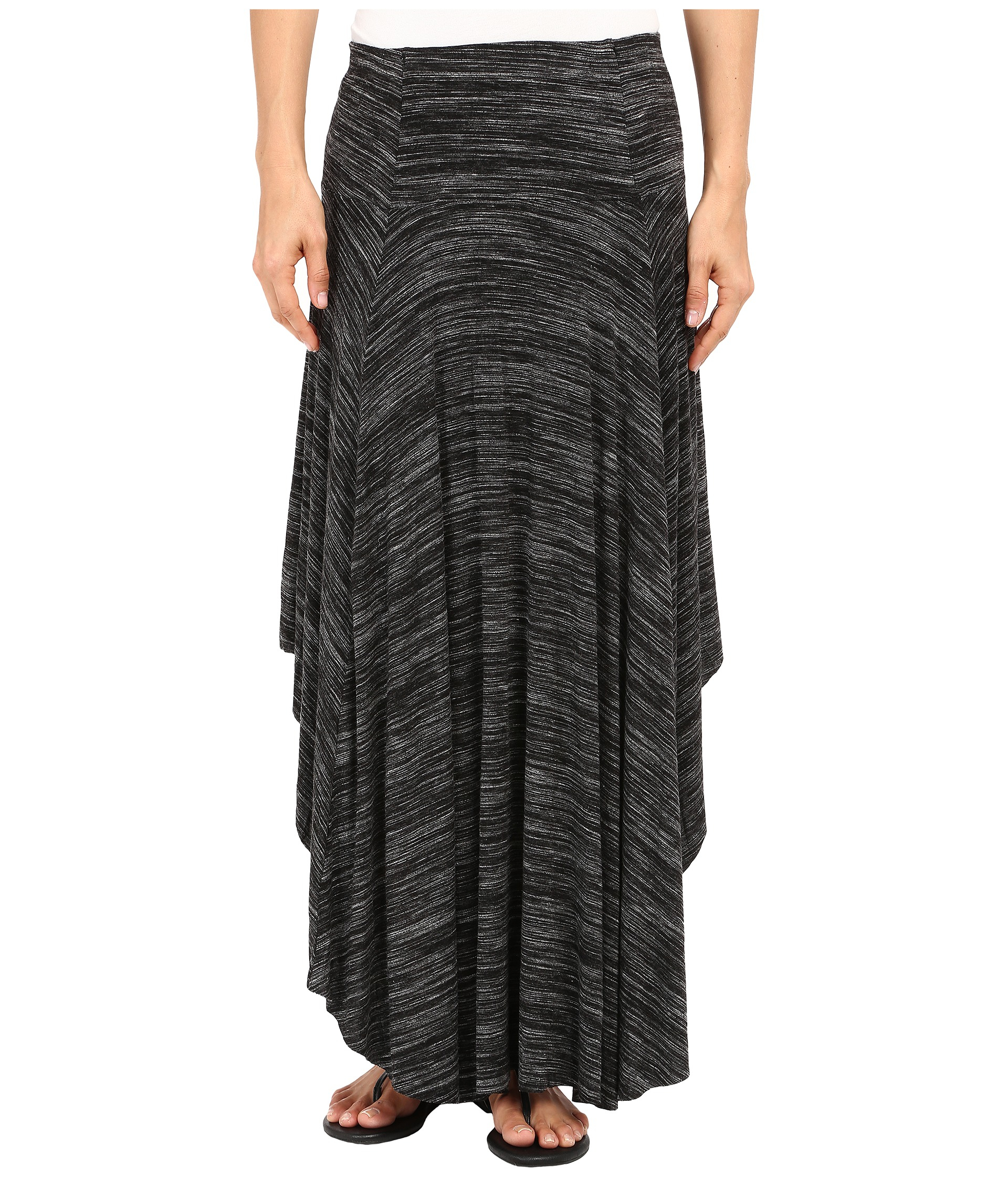 Mod-o-doc Space Dyed Rayon Spandex Jersey Round Midi Skirt in Black | Lyst