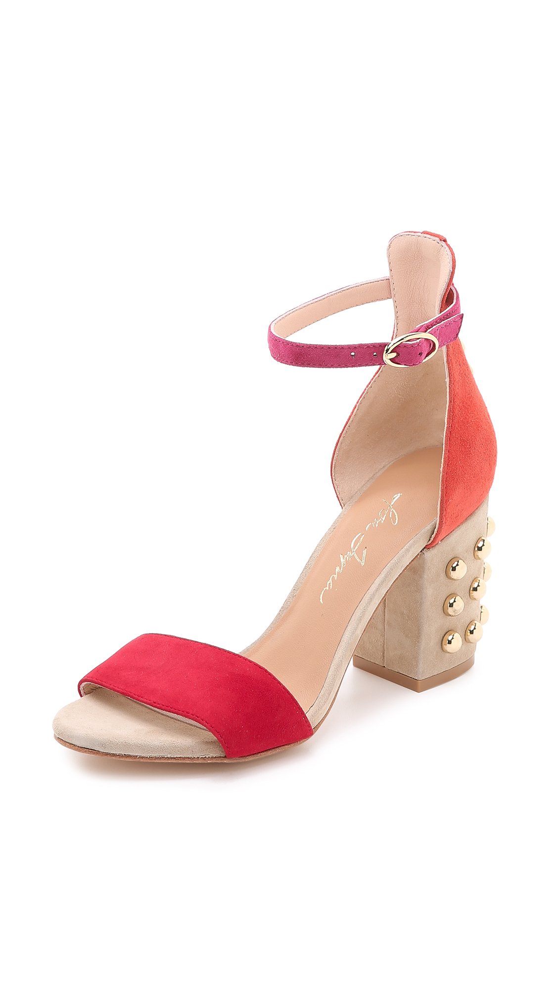 multi coloured block heel shoes
