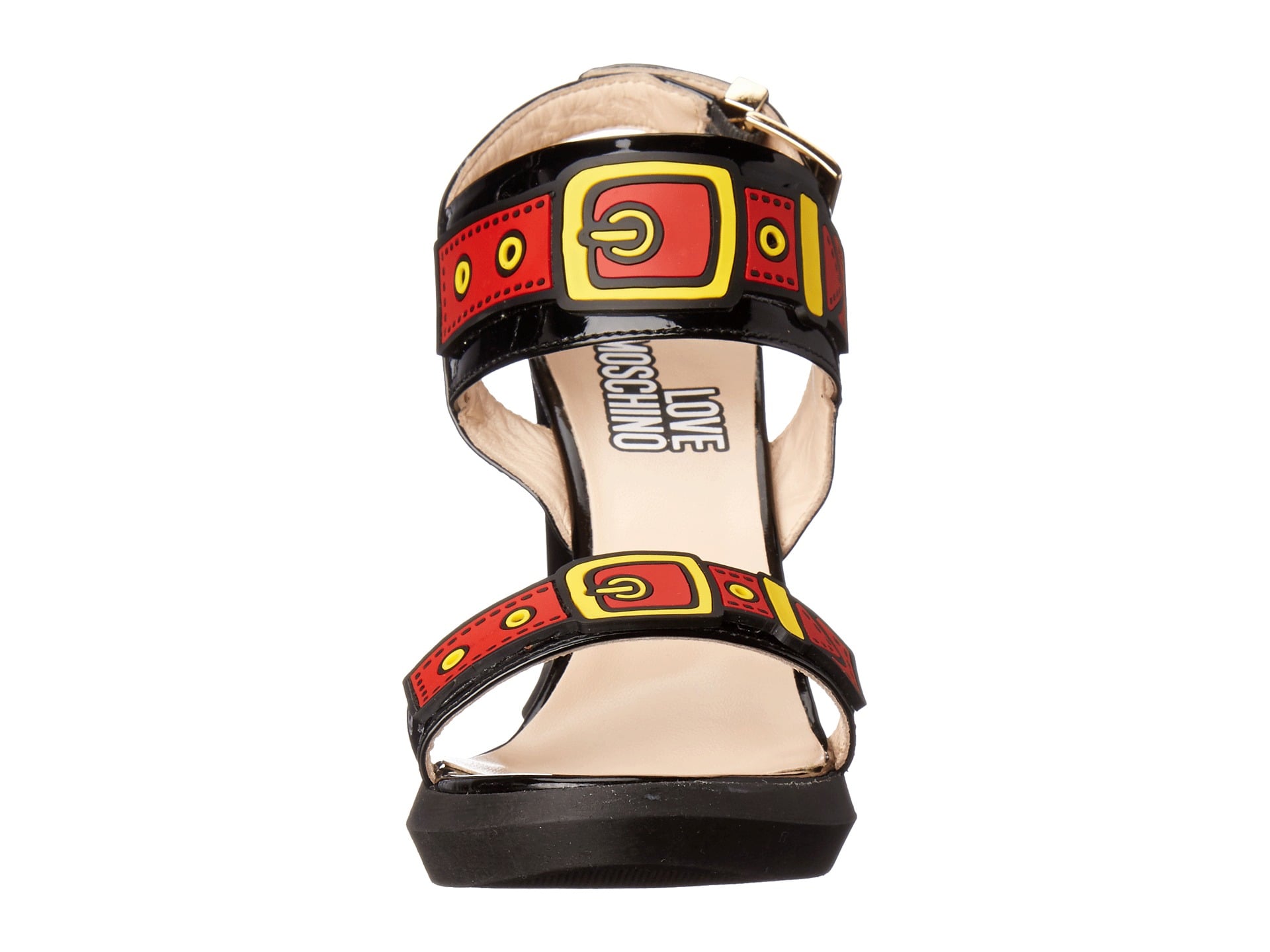 Lyst - Love Moschino Sandal Wedge With Painted Buckles in Black