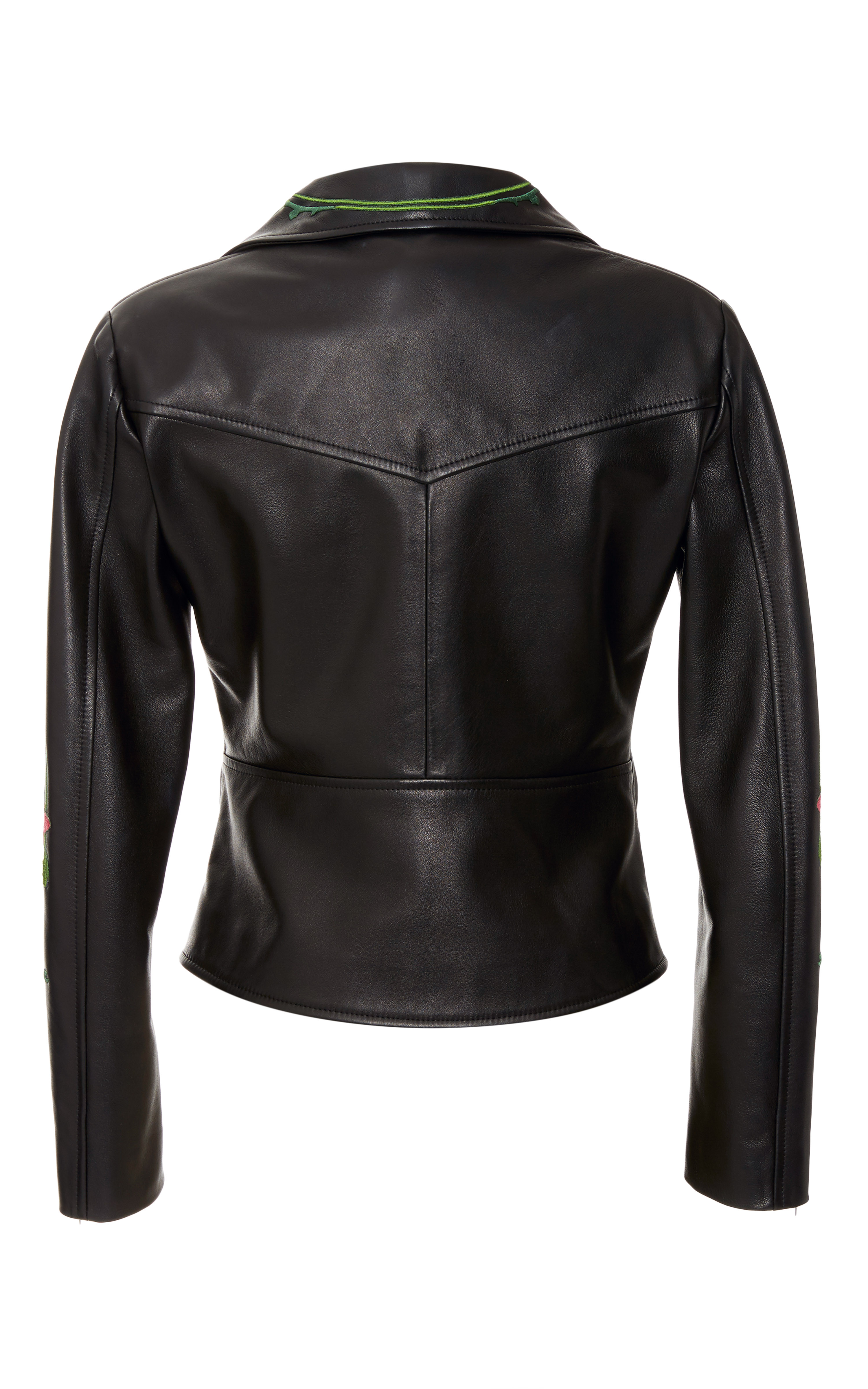 Christopher Kane Floral Embroidered Leather Jacket in Black - Lyst