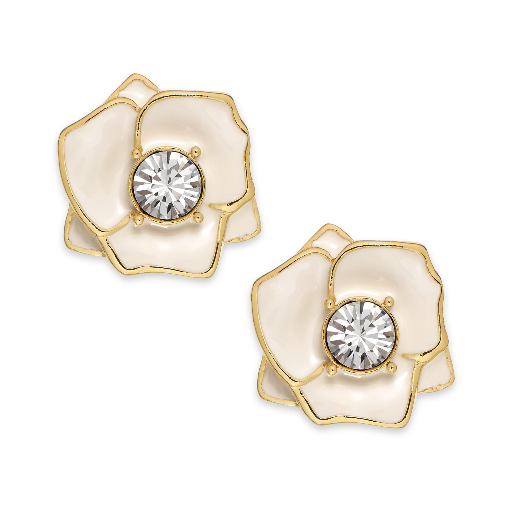 Lyst Kate Spade New York Gold Tone Ivory Enamel Flower Stud Gallery