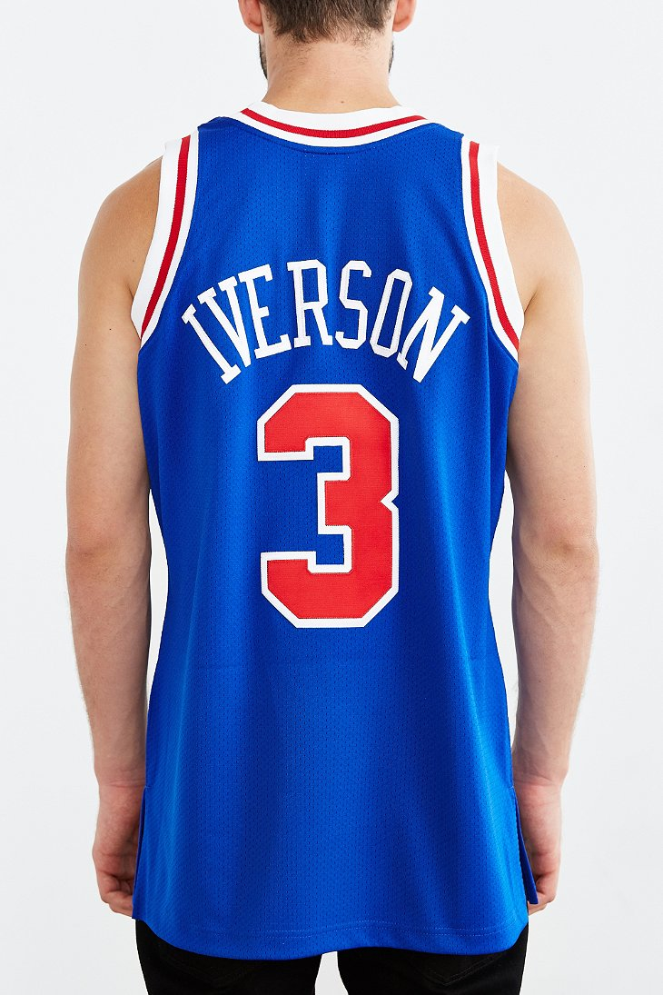 Mitchell & Ness Allen Iverson 76ers Jersey in Blue for Men ...