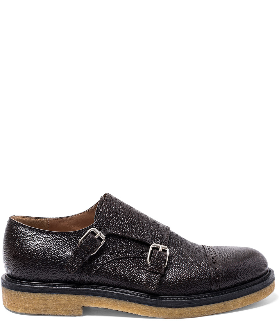 Dries Van Noten Brown Crepe Sole Leather Monk Shoes in Brown for Men ...