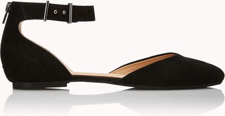 Forever 21 Ankle Strap Flats in Black | Lyst