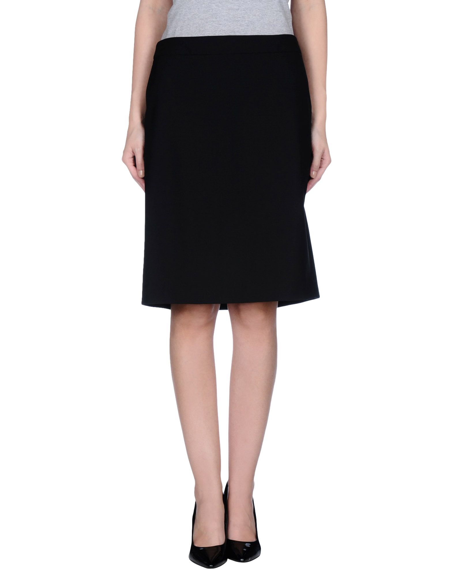 black wool knee length skirt