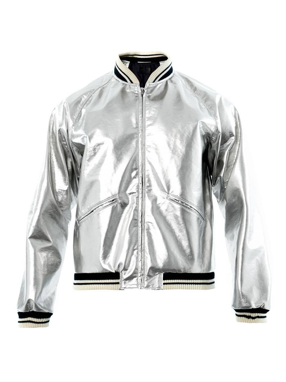 Lyst - Saint laurent Metallic Varsity Jacket in Metallic