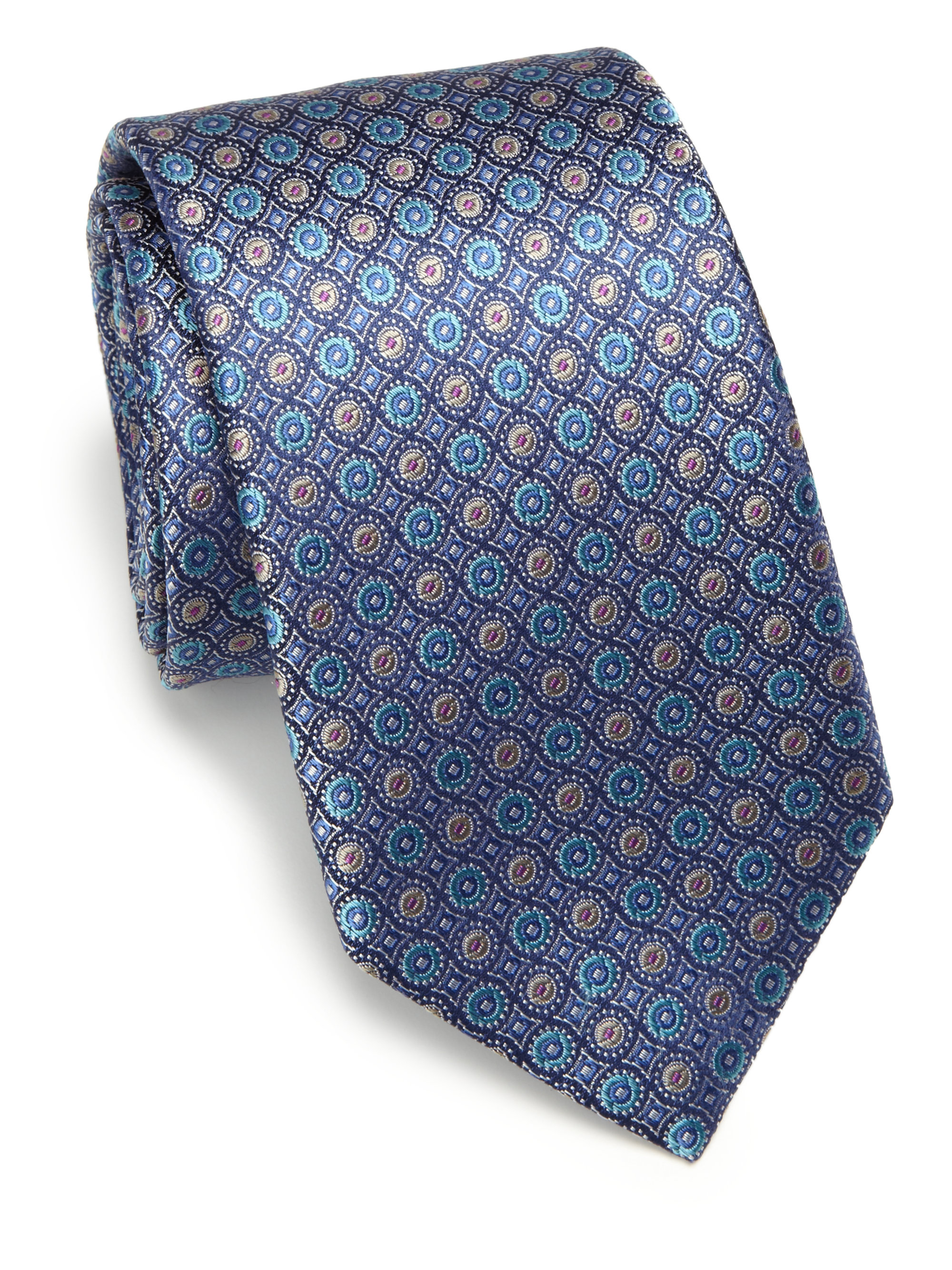 Lyst - Saks fifth avenue Circle Silk Tie in Blue for Men