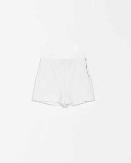 Zara High Rise Shorts with Pockets in White (Ecru) | Lyst