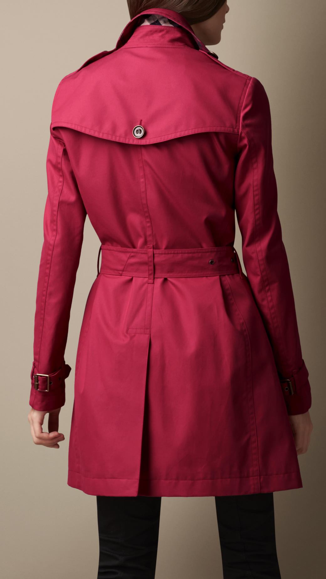 Burberry MidLength Cotton Poplin Trench Coat in Pink Lyst