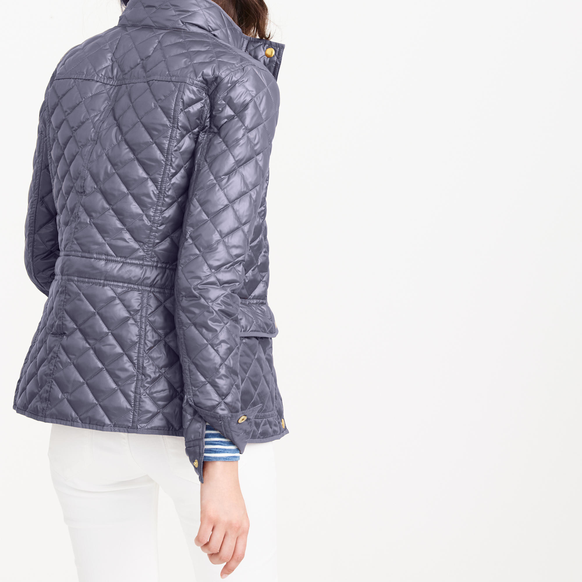 J.crew Shiny Downtown Field Puffer Jacket in Gray (rustic grey) Lyst