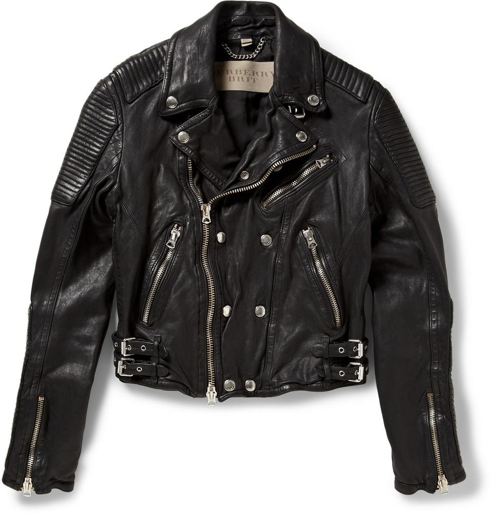 Lyst - Burberry brit Leather Biker Jacket in Black for Men