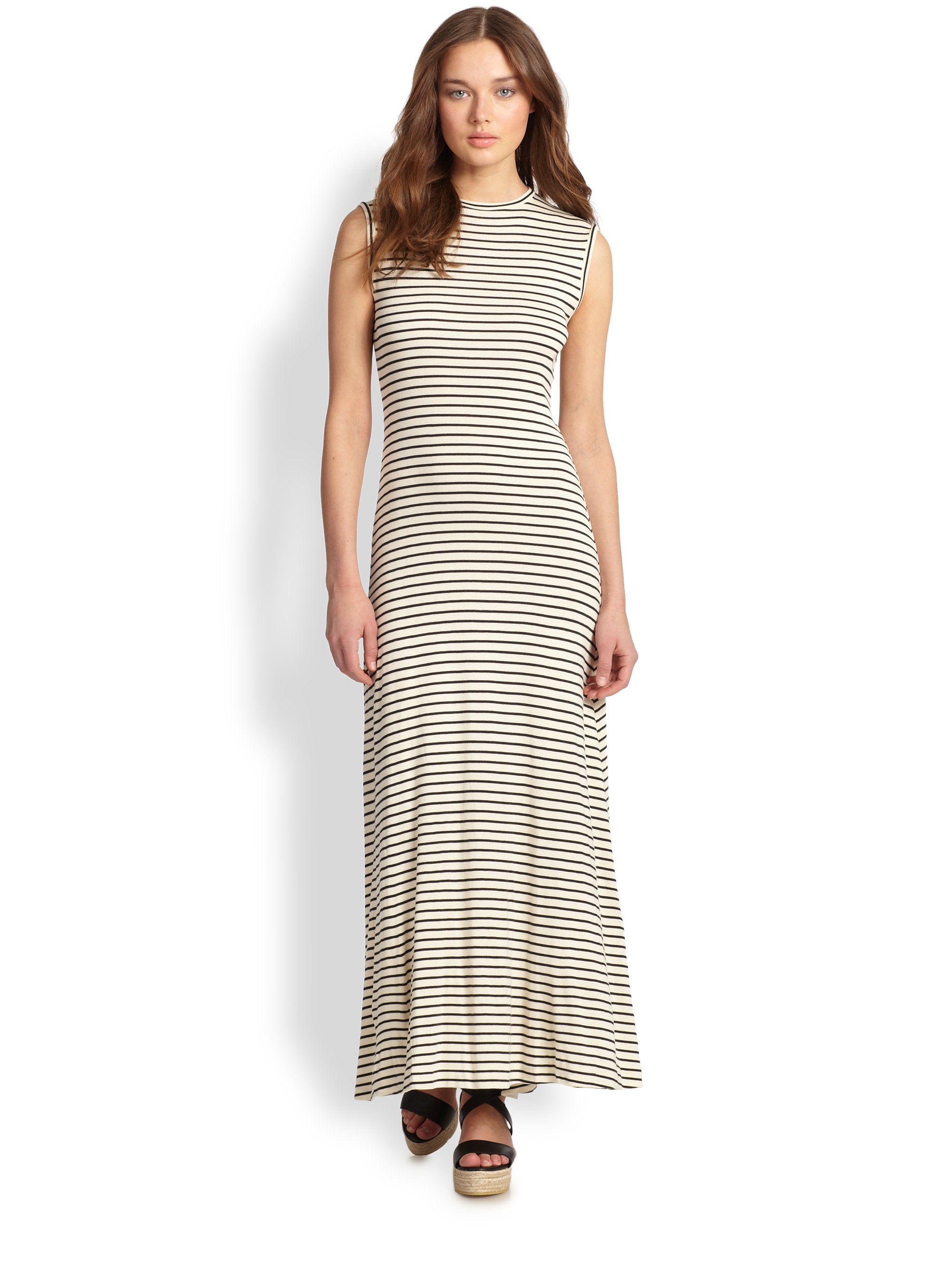 Lyst Polo Ralph Lauren Striped Maxi Dress in Natural