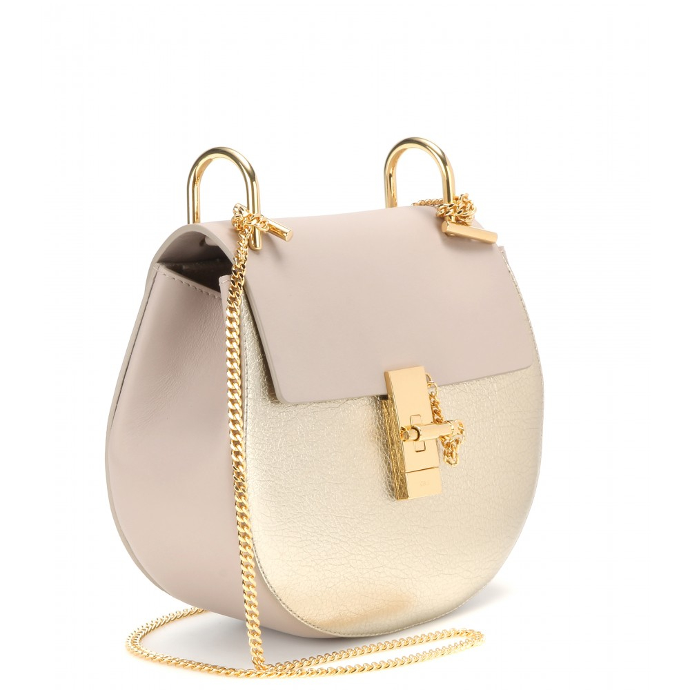 Chlo Drew Metallic-Leather Shoulder Bag in Gold (gold made in ...