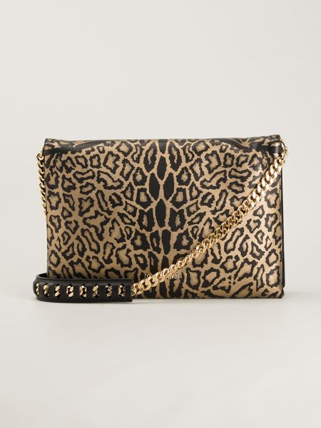 Roberto Cavalli Leopard Print Shoulder Bag in Multicolor (black) | Lyst