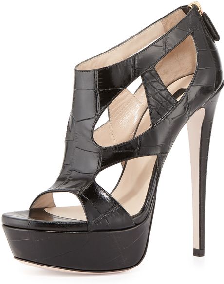 Ruthie Davis® Zendaya Croc-Print Platform Sandal in Black | Lyst
