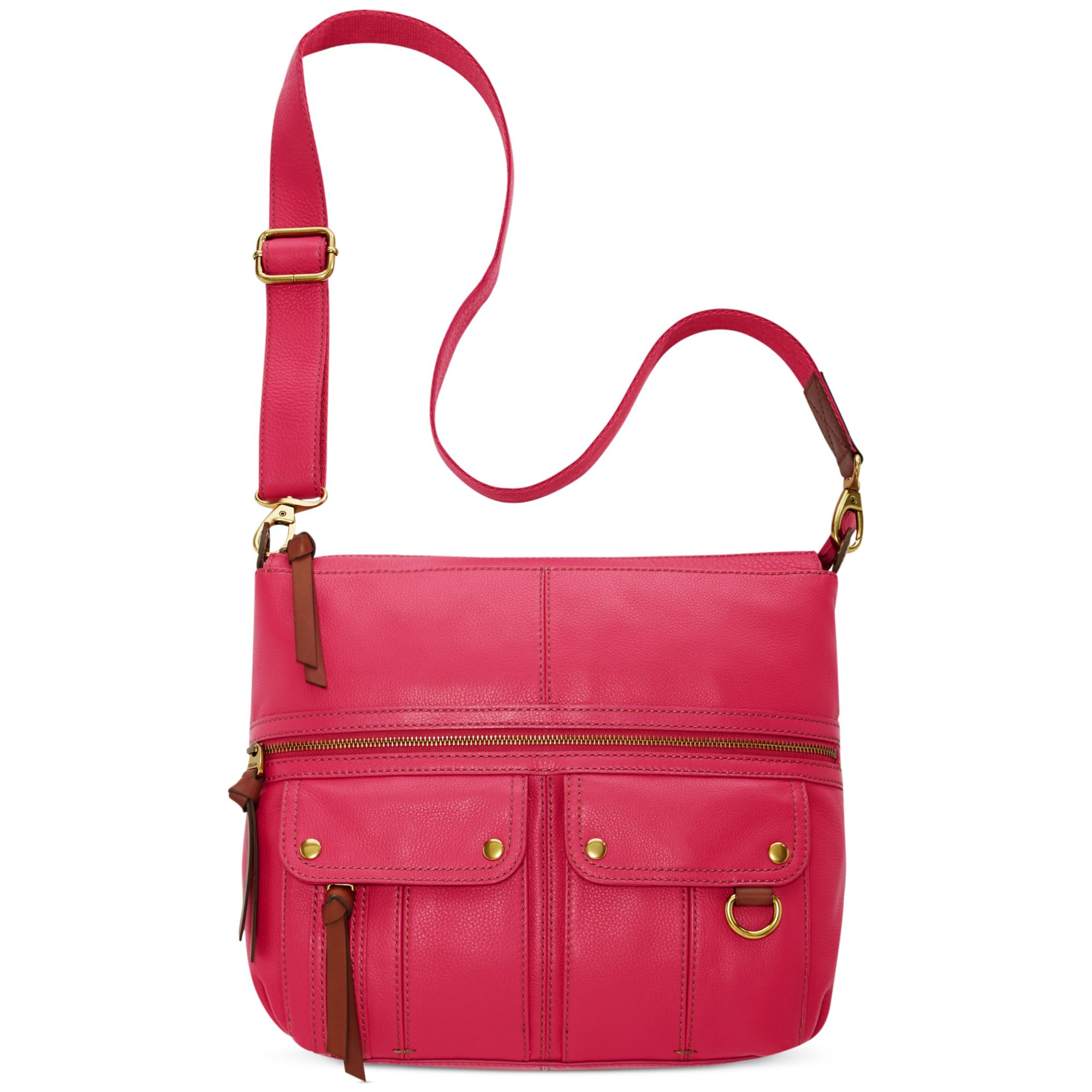 Fossil Morgan Leather Top Zip Crossbody in Pink (BRIGHT PINK) | Lyst