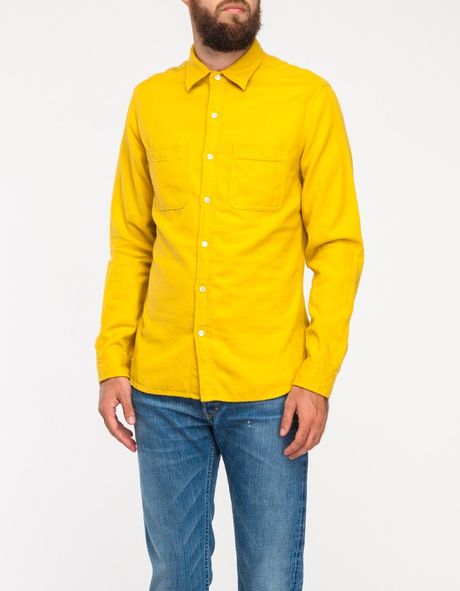 Alex Mill Solid Flannel Chore Shirt in Yellow for Men | Lyst