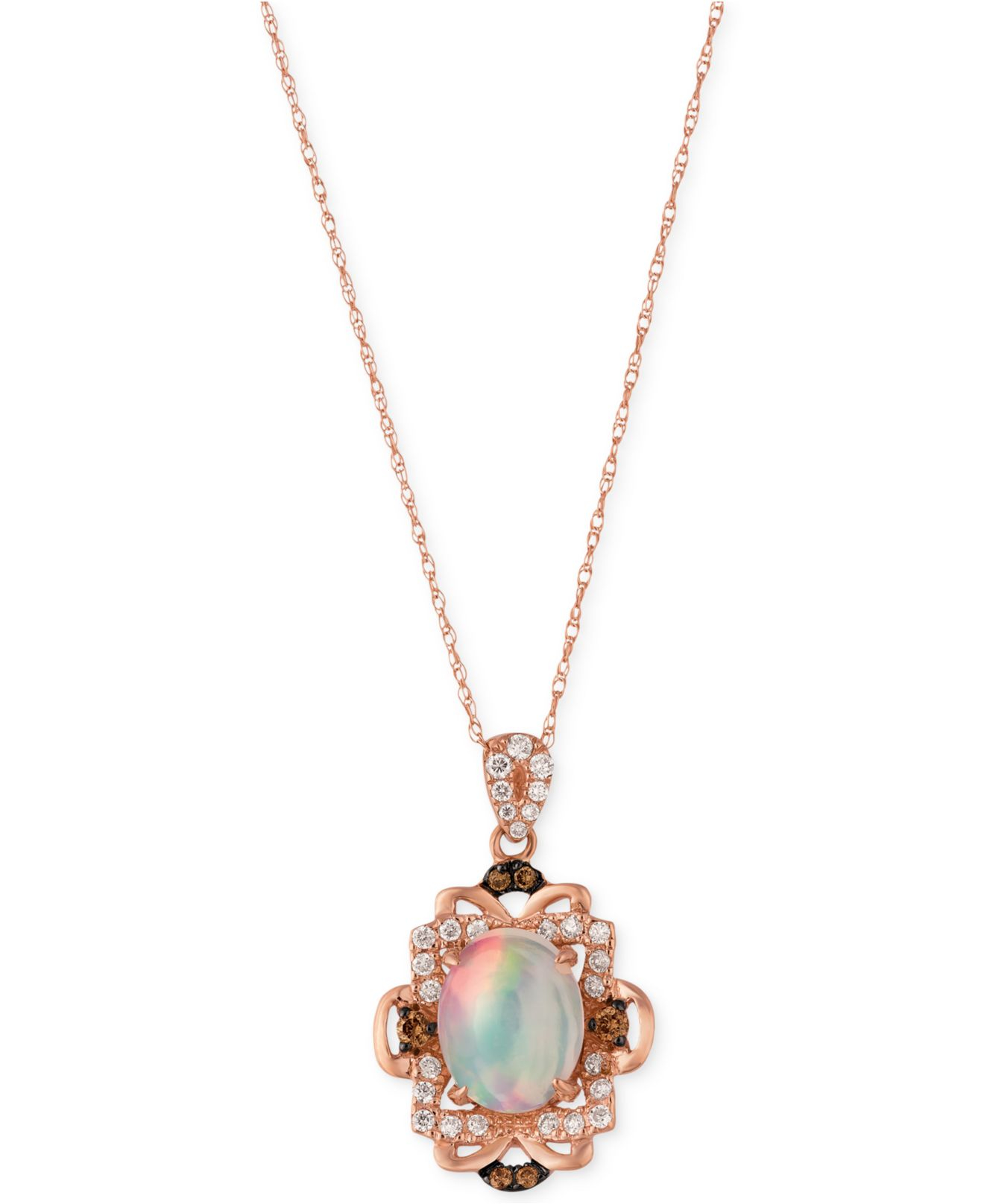 Le vian Opal (11/5 Ct. T.w.) And Diamond (1/3 Ct. T.w.) Pendant Necklace In 14k Rose Gold in