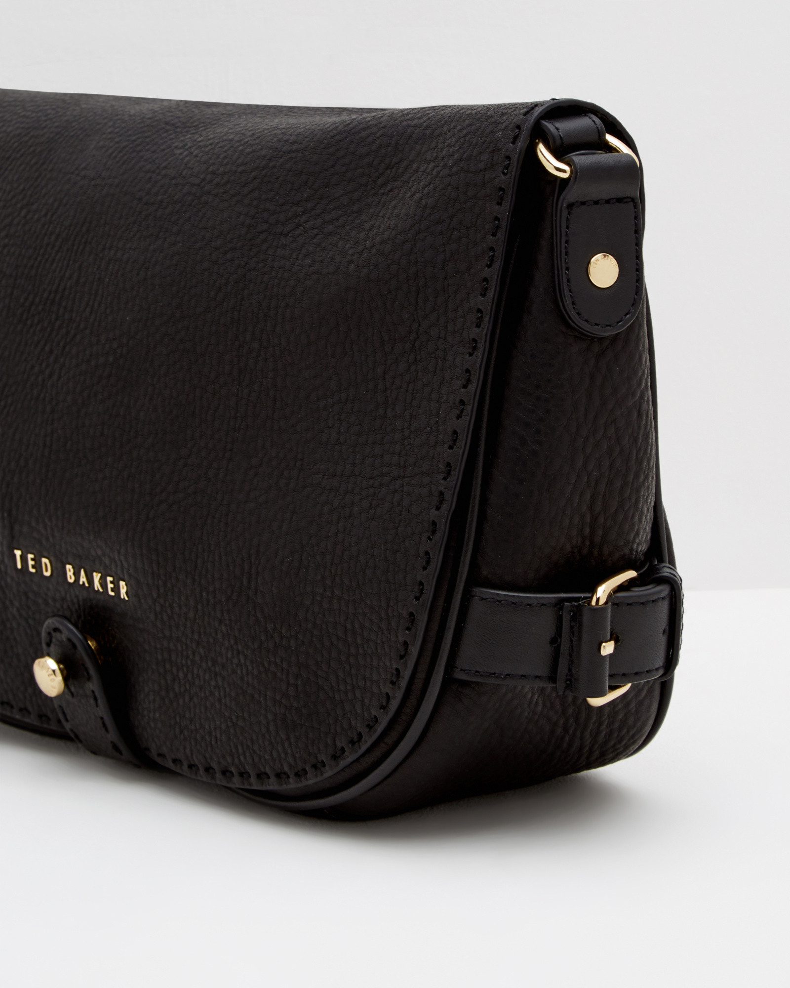 Ted baker Leather Crossbody Saddle Bag in Black | Lyst