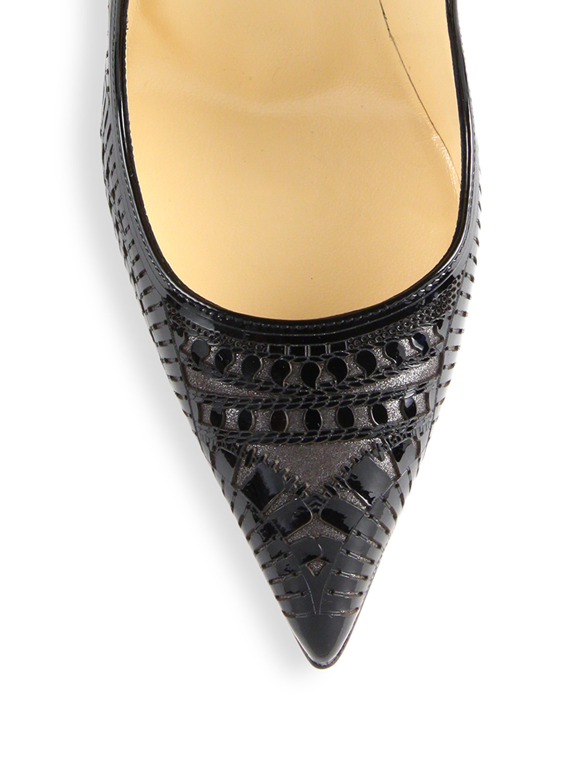 louboutin shoes price - Christian louboutin Kristali Laser-Cut Leather Pumps in Black | Lyst