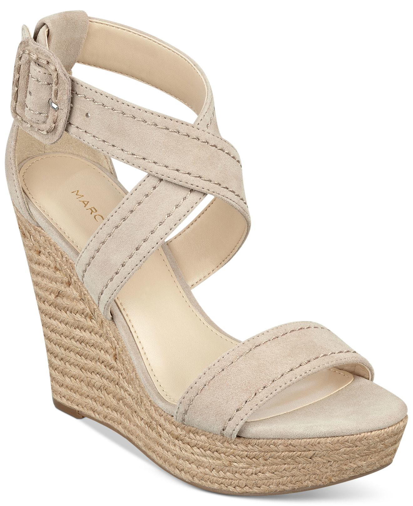 Lyst Marc Fisher Haely Platform Wedge Sandals in Natural