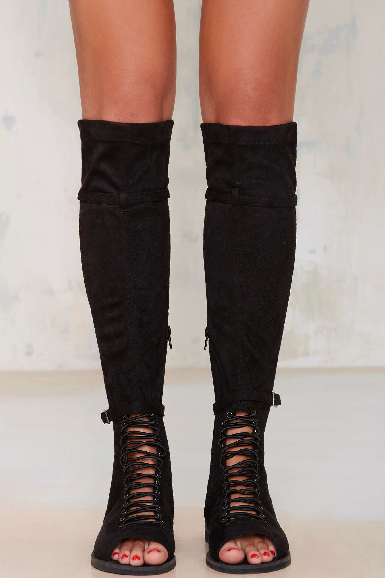 Lyst - Nasty Gal Reward Lace-up Suede Boot in Black