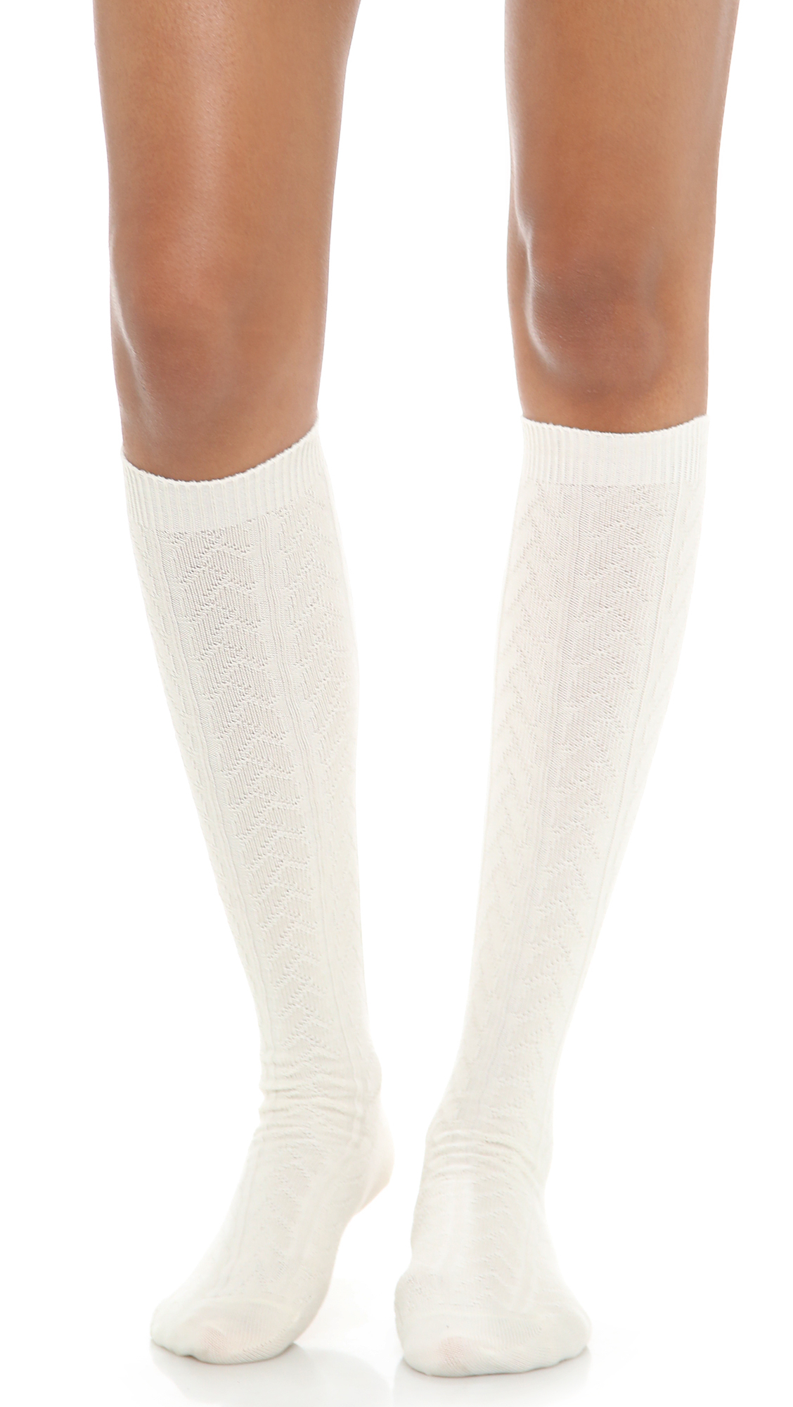 Falke Striggings Cable Knit Knee High Socks Grey in White Lyst