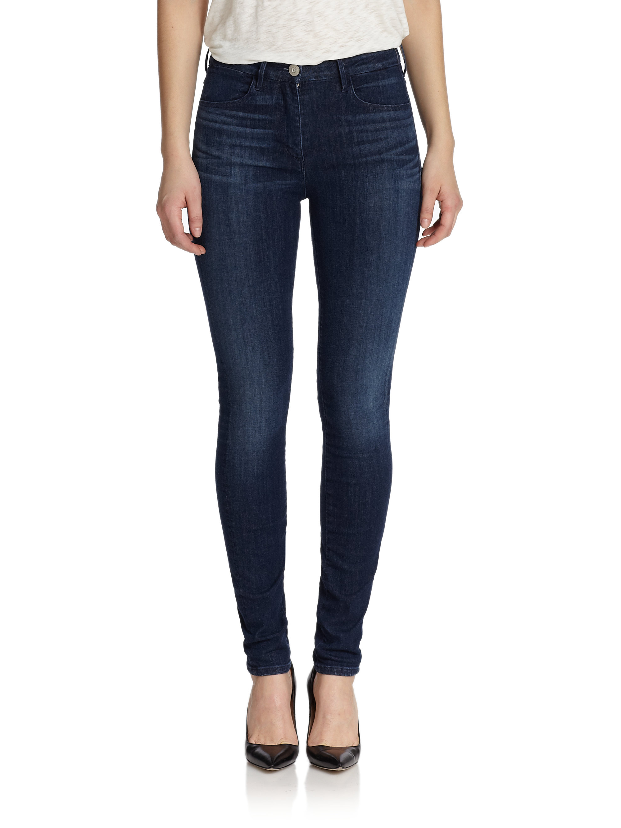 Lyst - 3X1 High-rise Channel Seam Skinny Jeans in Blue