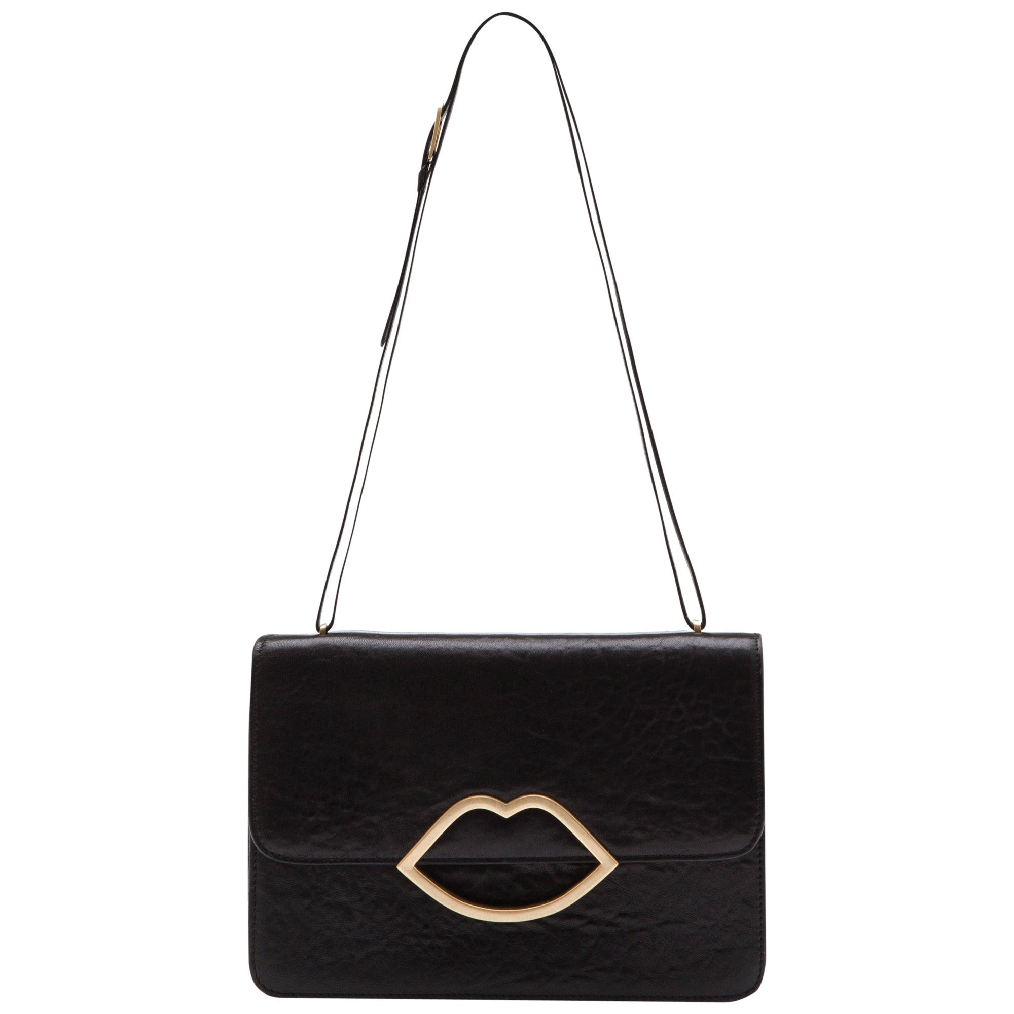 Lulu Guinness Small Shiny Leather Lips Shoulder Handbag In Black Lyst Gallery