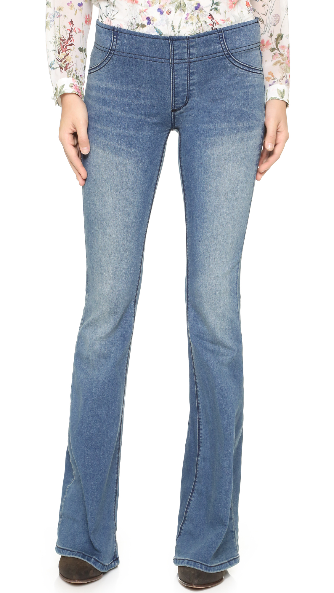 Free people Pull On Flare Jeans in Blue | Lyst