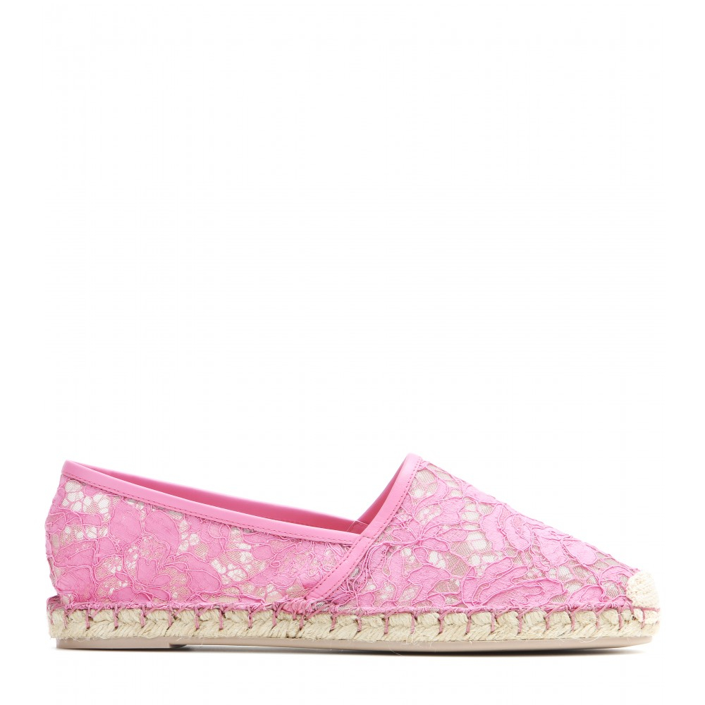 Lyst Valentino  Lace Espadrilles in Pink