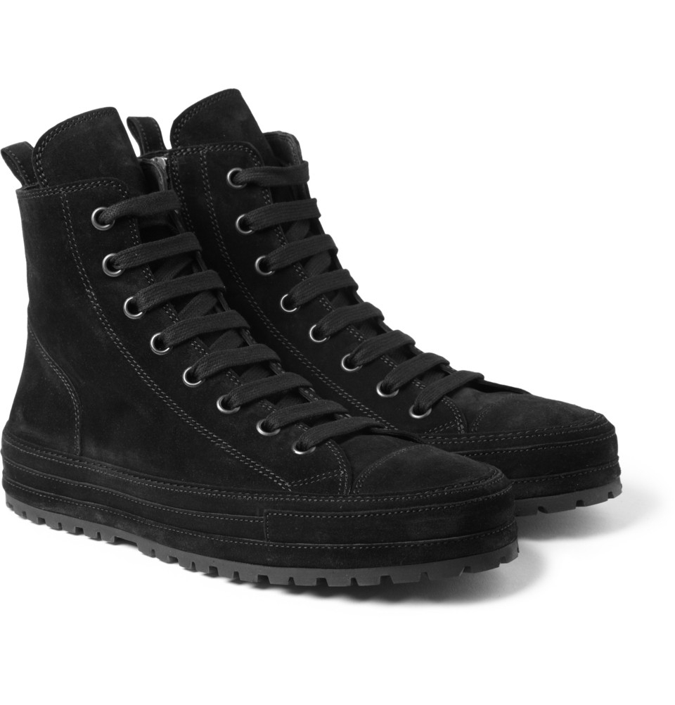 black high top suede sneakers