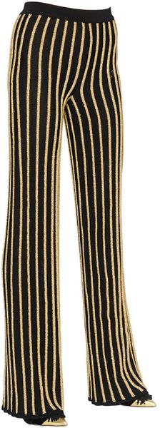 balmain striped high waisted flare pants