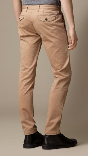 Burberry Skinny Fit Cotton Twill Chinos in Brown for Men (honey) | Lyst