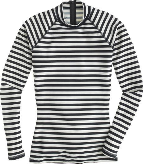 J.crew Striped Rash Guard in Black (ivory navy) | Lyst