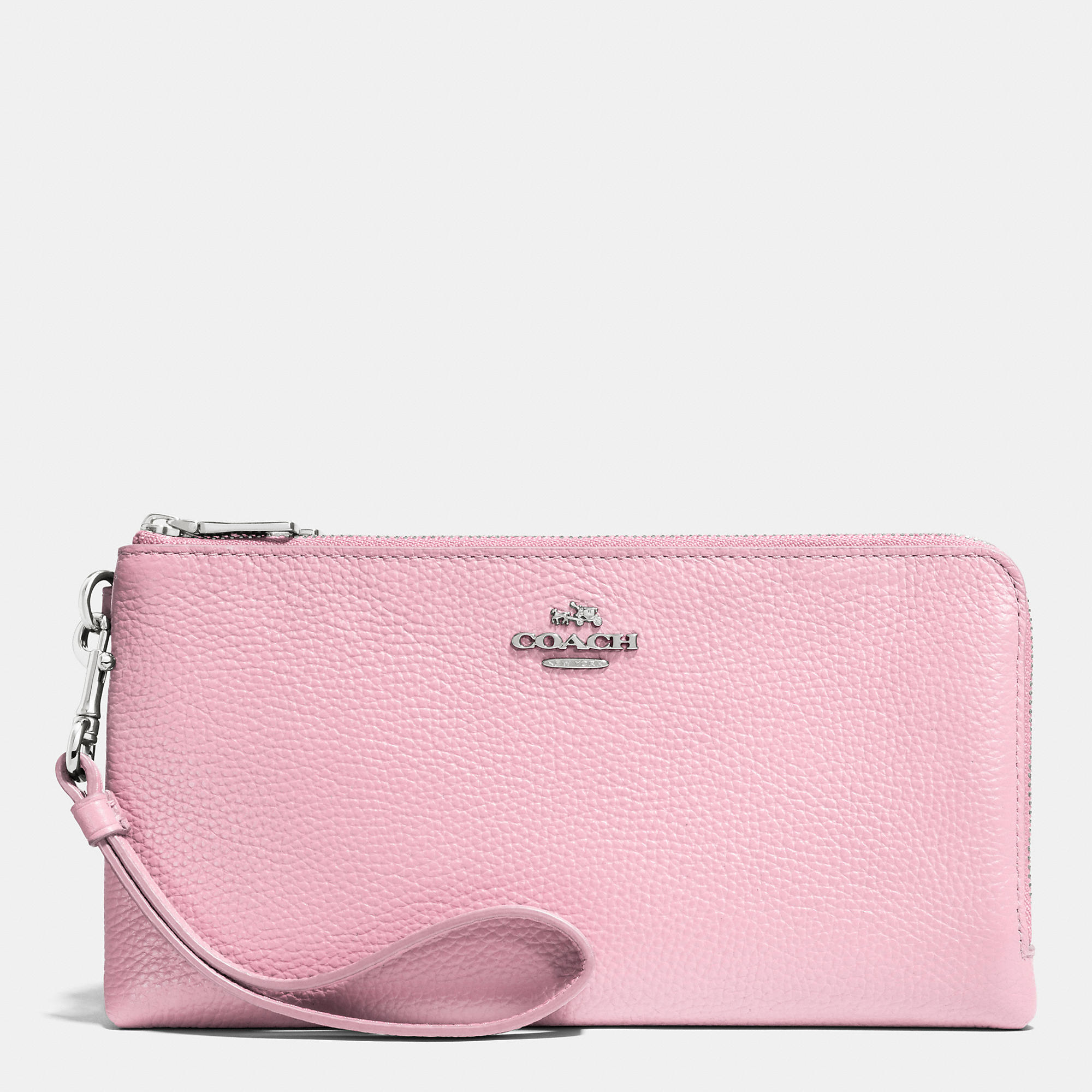 Lyst - Coach Double Zip Wallet In Pebble Leather in Pink