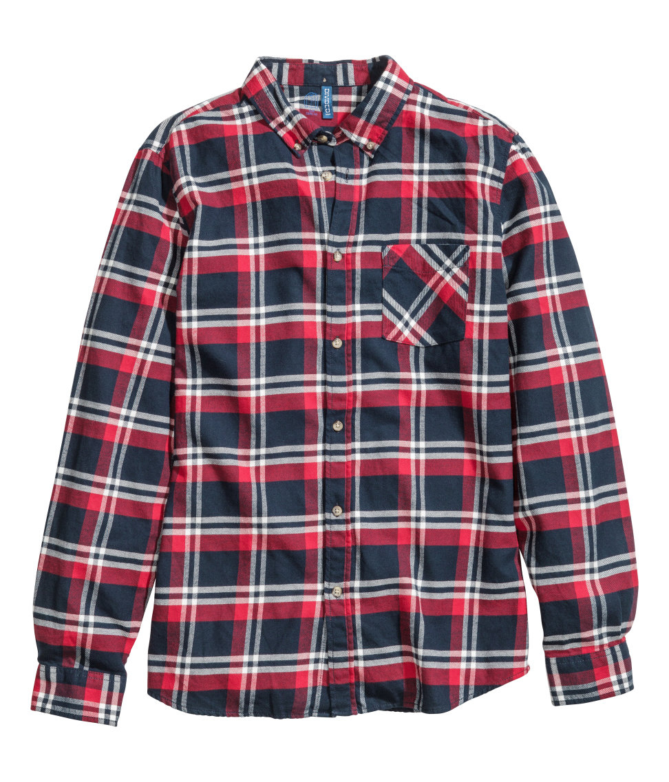 Lyst - H&M Flannel Shirt in Blue for Men