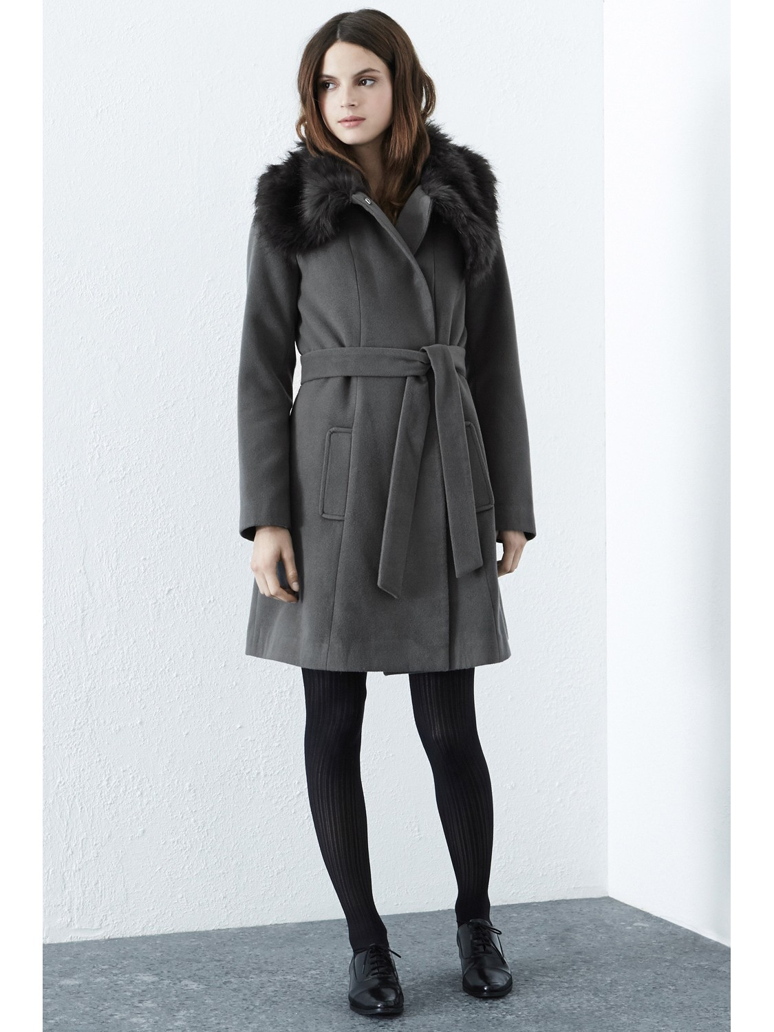 Warehouse Faux Fur Coat Grey Tradingbasis Warehouse Faux Fur Parka In Brown Lyst Grey Belted Coat