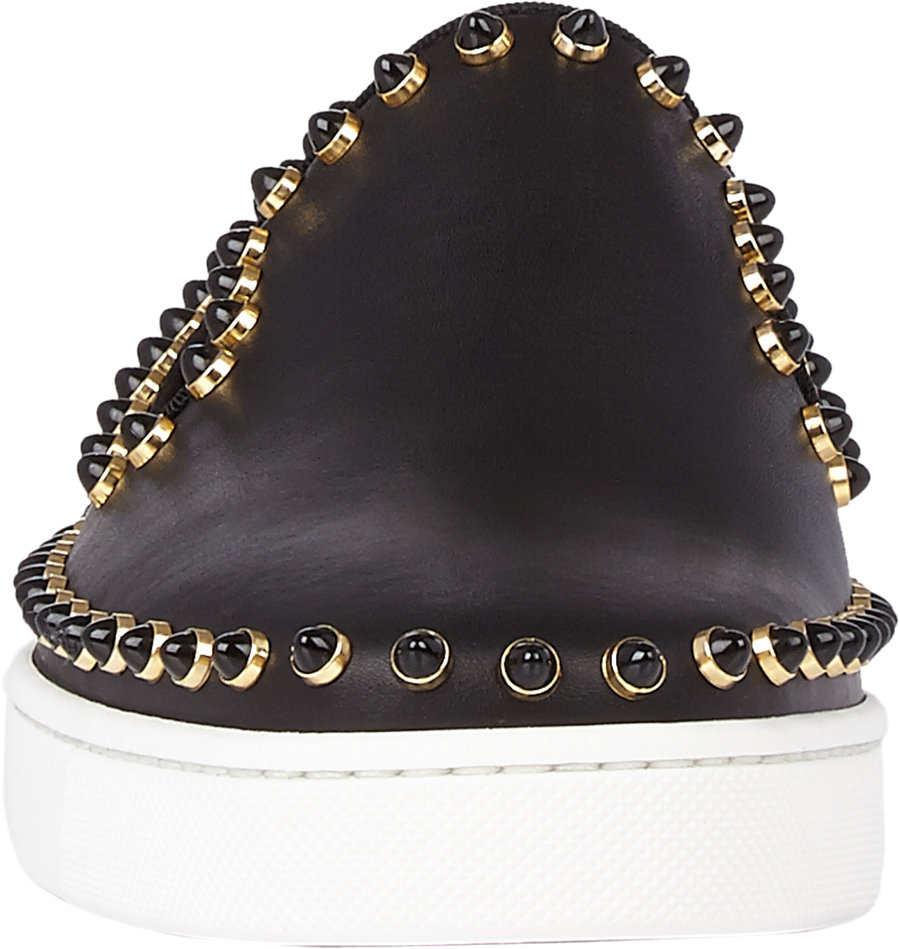 christian louboutin round-toe Cador slip on sneakers Black leather ...