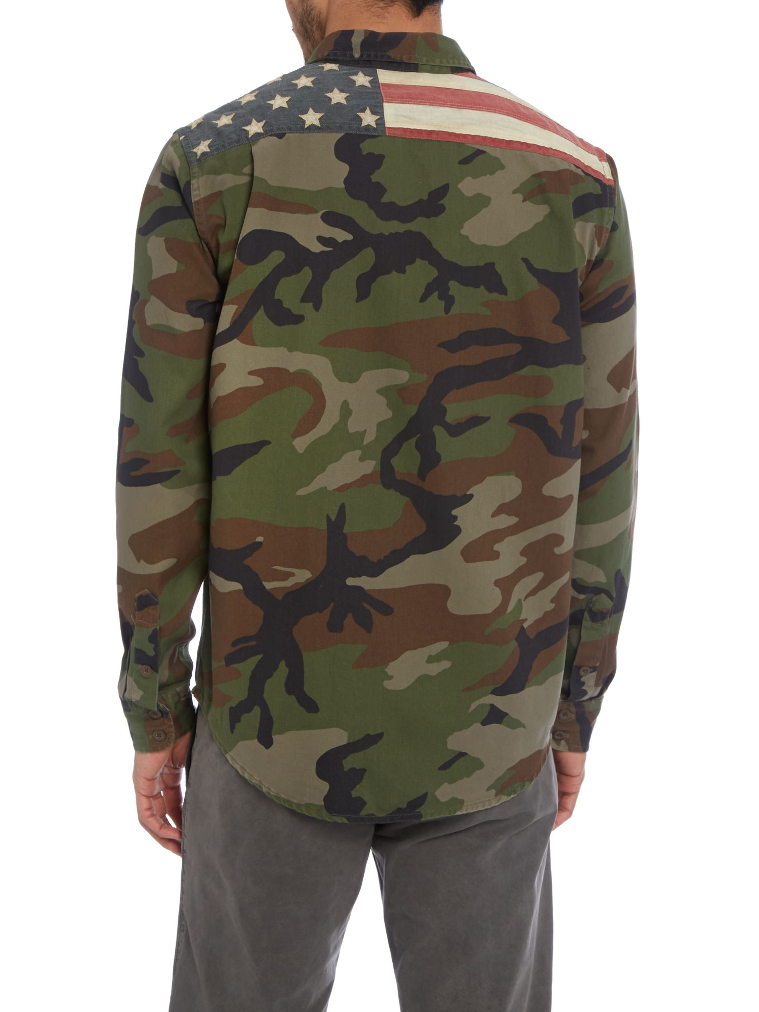 Denim & supply ralph lauren Long Sleeve Flag and Camo Shirt in Green ...