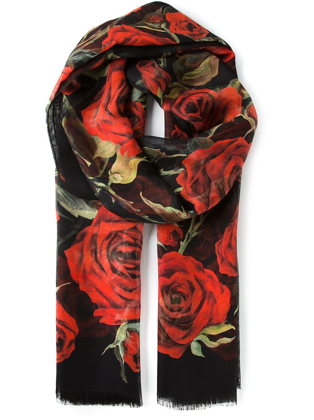 Lyst Dolce And Gabbana Roses Print Scarf In Red