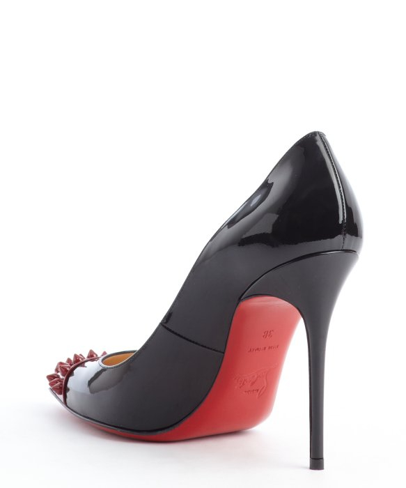 Christian louboutin Black and Ruby Spike Point Toe Pumps in Black ...