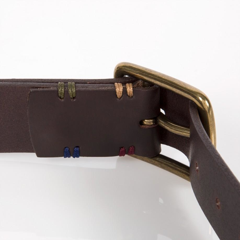 Paul smith Men's Dark Brown Leather Military Buckle Belt in Brown for