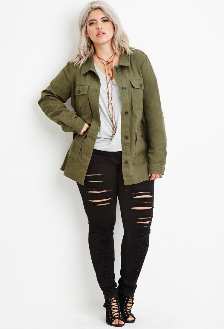 Forever 21 Plus Size Utility Jacket in Green | Lyst