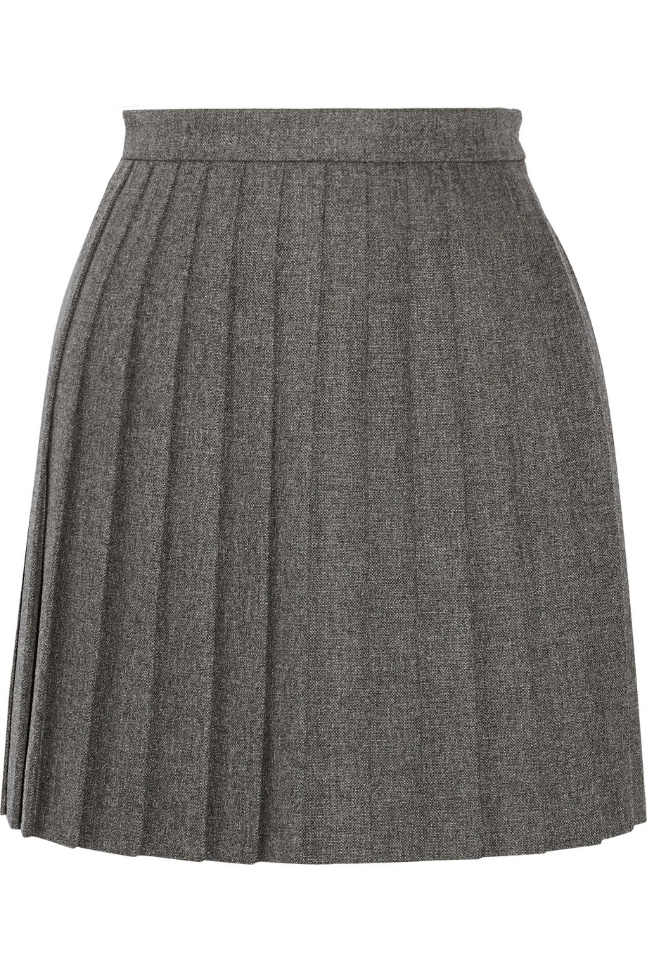 Saint laurent Pleated Wool Mini Skirt in Gray | Lyst